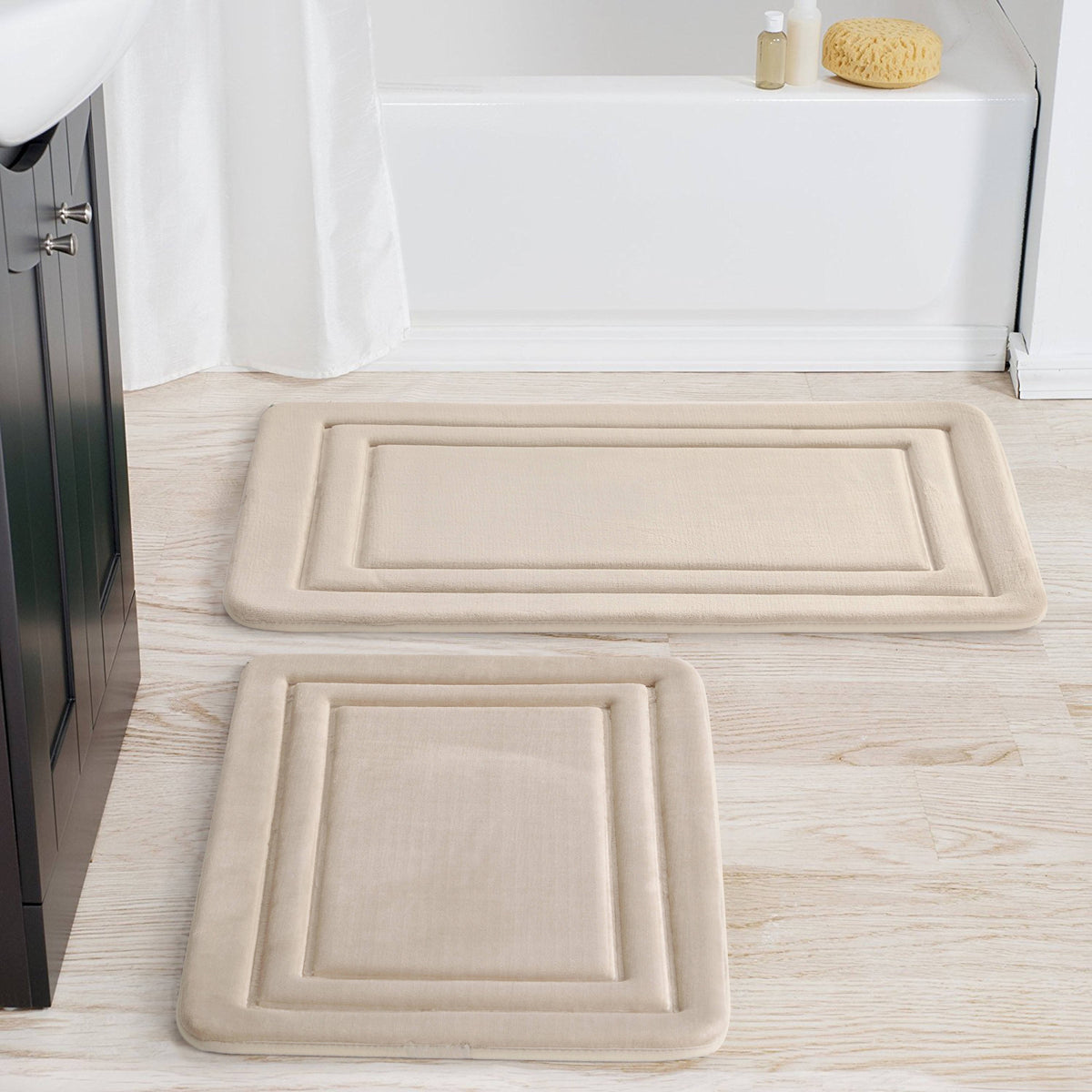 Mainstays MSS128001798014 2 Piece Beige Memory Foam Bath Rug Set - Product image 1