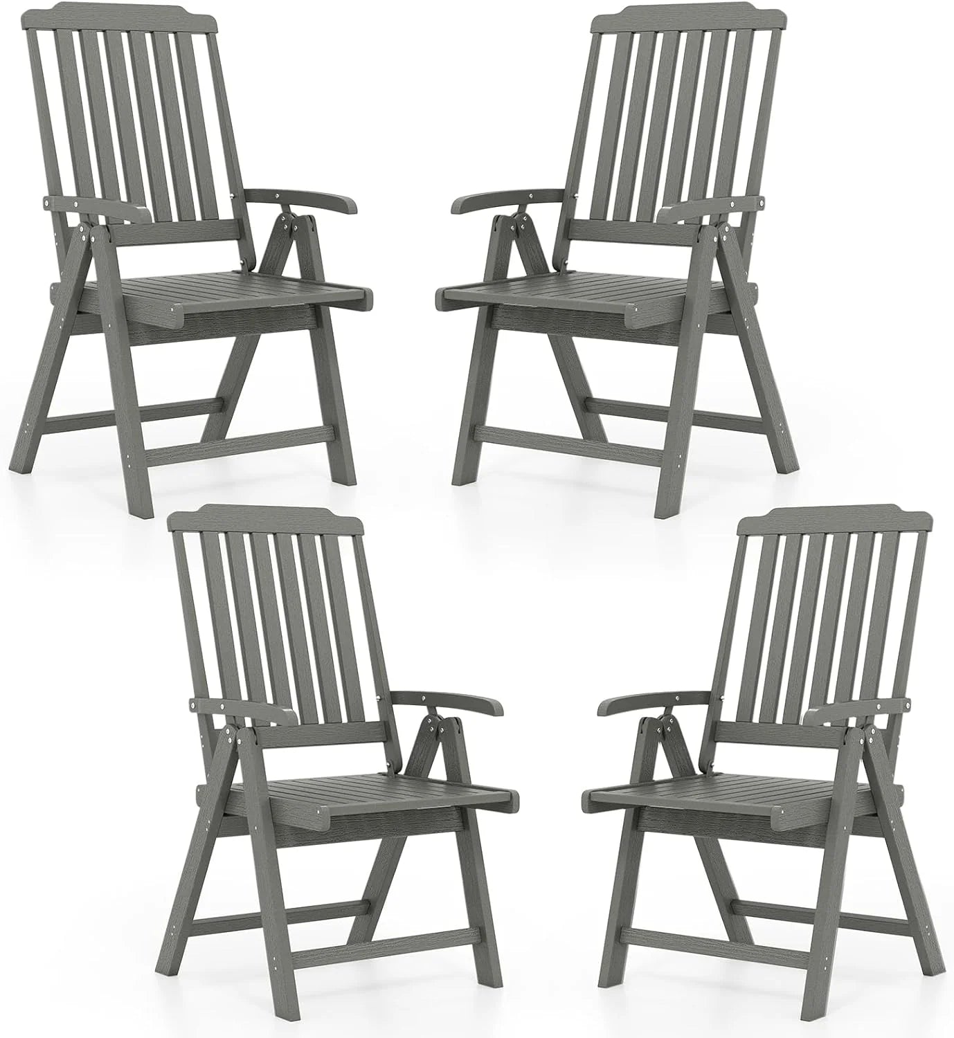 Tangkula Foldable Patio Chair All-Weather HDPE Outdoor Dining Chair with Armrest - Product image 16