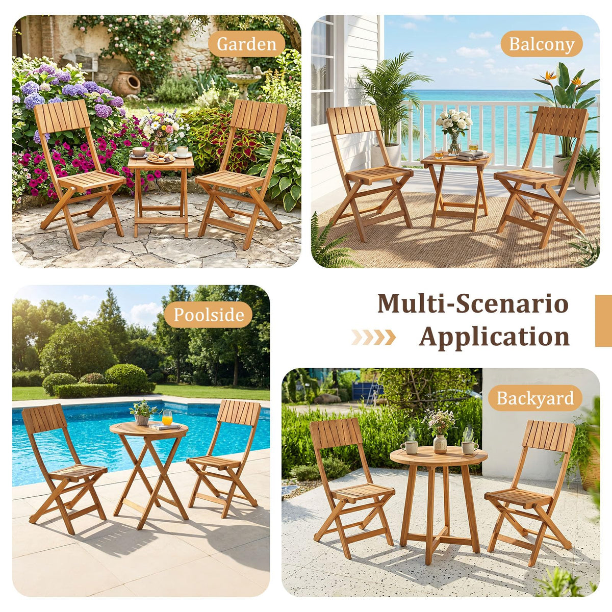 Tangkula Wood Foldable Patio Chairs Set of 2/4 - Product image 6
