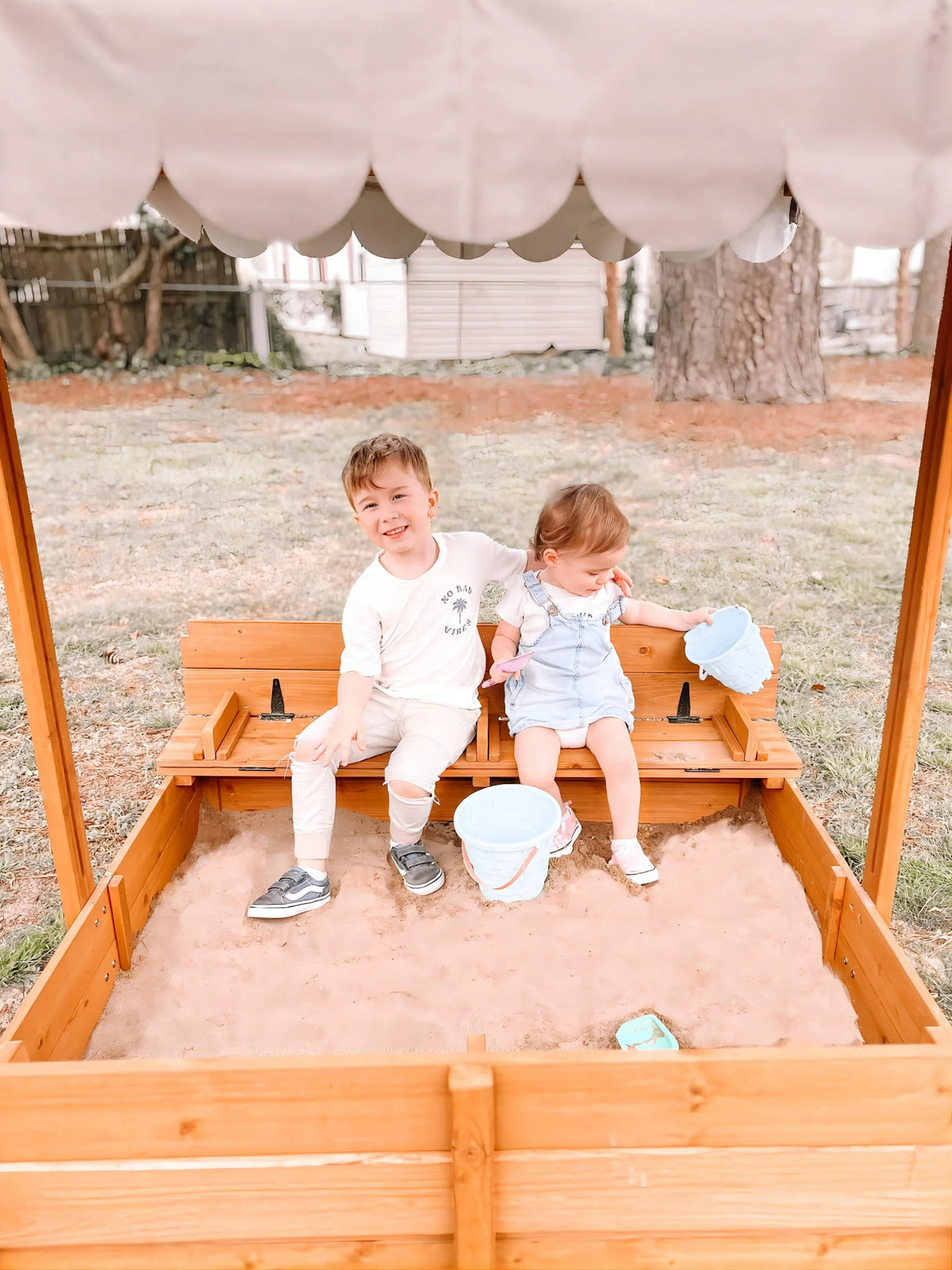 Morgete 47'' Outdoor Sandbox for Kids with Lid and Bench, Wooden Sand Play Toys Center - Product image 11