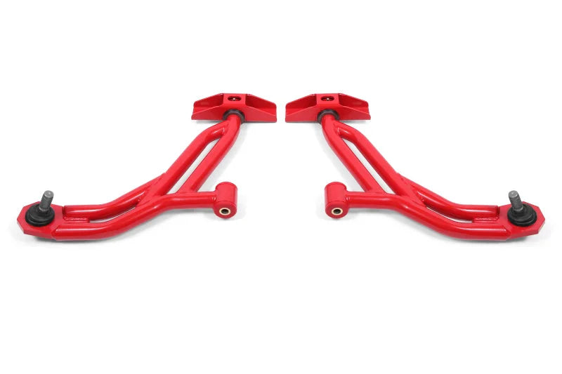 BMR 10-14 Ford Mustang / Shelby GT500 Non-Adj. Lower A-Arms (Poly/Delrin) - Red