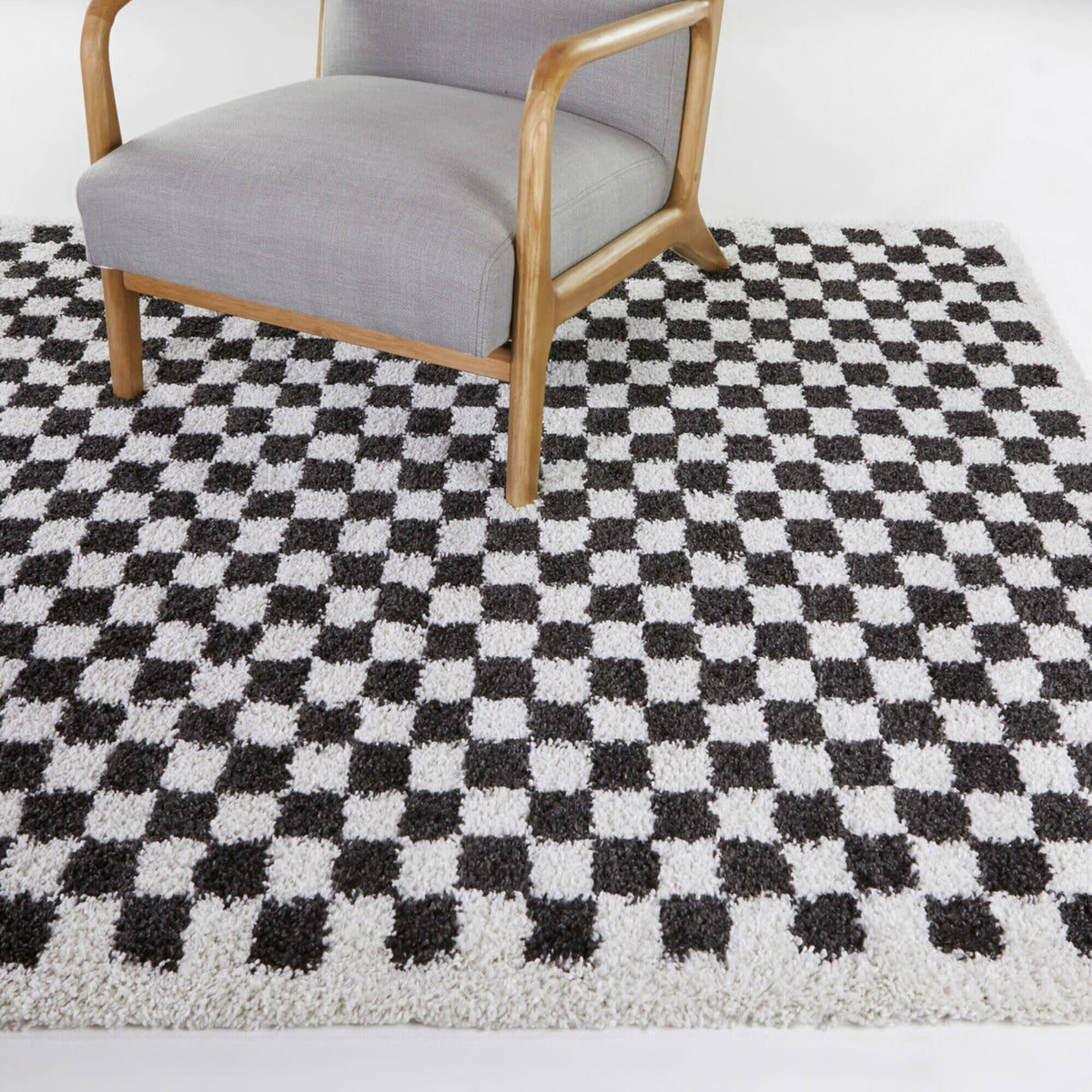 BALTA Rugs Covey Checkered Shag Rug - Color: Black; Size: 5'3" x 7' - Product image 1
