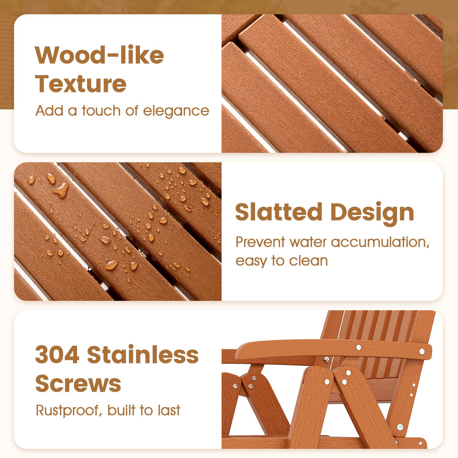 Tangkula Foldable Patio Chair All-Weather HDPE Outdoor Dining Chair with Armrest - Product image 9